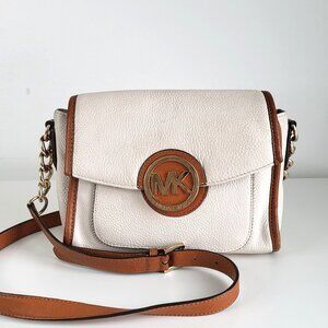 Michael Kors Cream Pebbled Leather Crossbody I Medium Shoulder Bag